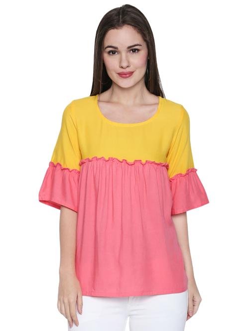 color block ruffle trim top - 15975030 - Very Small Image - 1