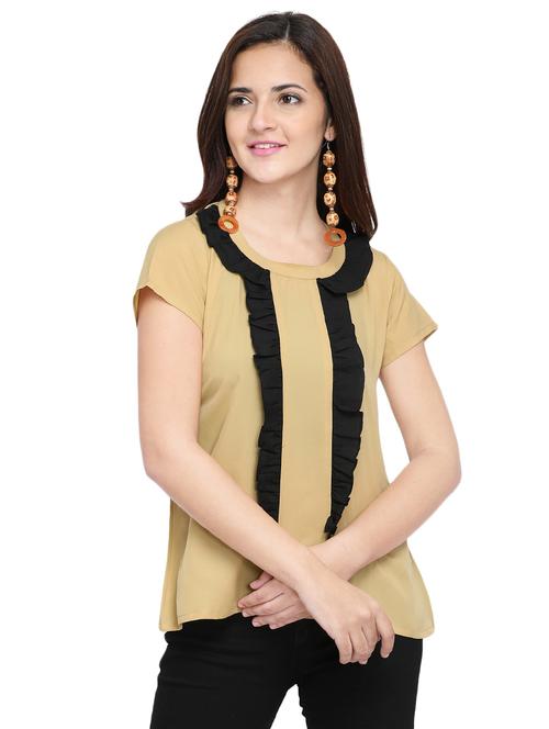 keyhole back contrast ruffle top - 15975044 - Very Small Image - 1