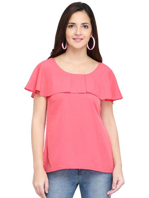 scoop neck ruffled overlay top - 15975051 - Very Small Image - 1