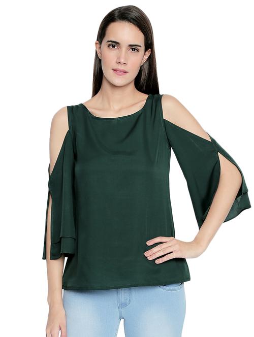 cold shoulder slit sleeved top - 15975057 - Very Small Image - 1