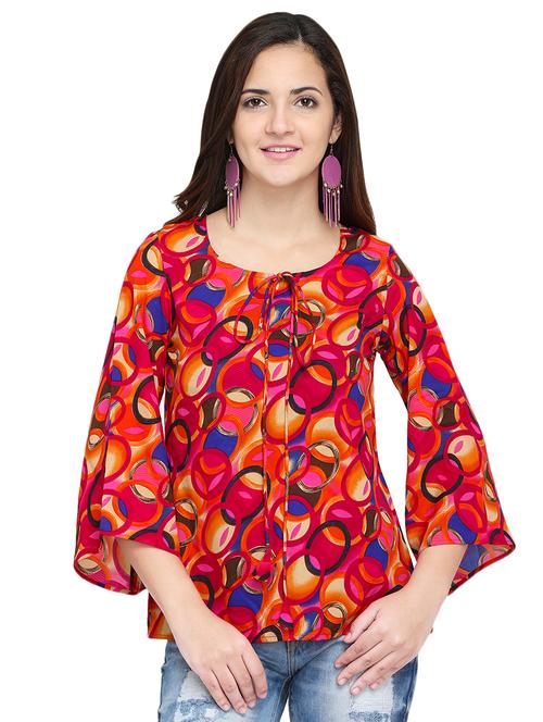 tie up neck geometric top - 15975677 - Very Small Image - 1
