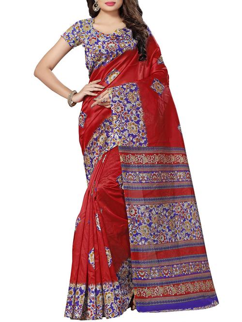 kalamkari red printed saree with blouse - 15975708 - Very Small Image - 1