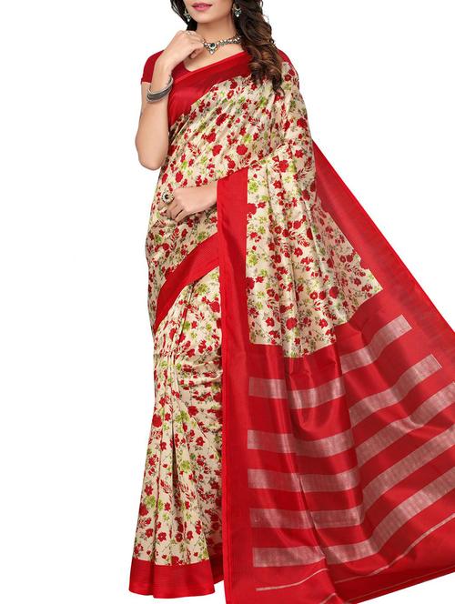 floral printed saree with blouse - 15975711 - Very Small Image - 1