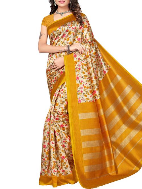 floral printed saree with blouse - 15975712 - Very Small Image - 1