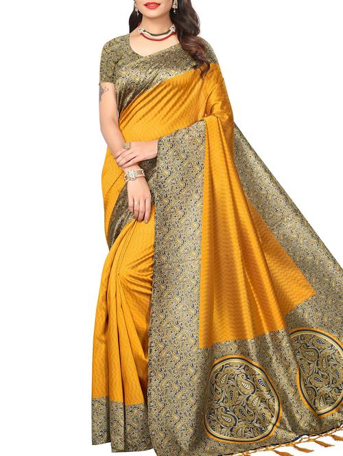 kalamkari mysore silk saree with blouse - 15975735 - Very Small Image - 1