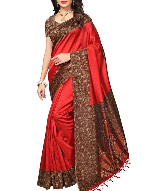 kalamakari border mysore silk saree with blouse - 15975743 - Very Small Image - 1