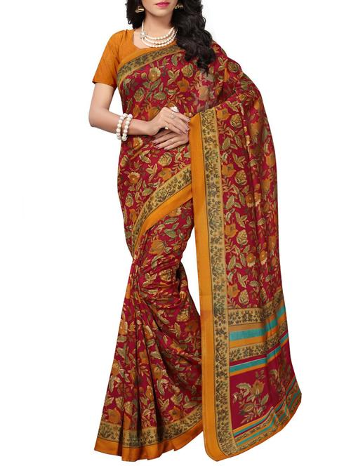 kalamkari printed saree with blouse - 15975790 - Very Small Image - 1