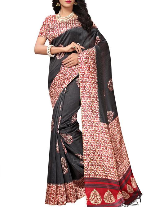 kalamkari black mysore silk saree with blouse - 15975802 - Very Small Image - 1
