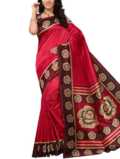 floral border printed saree with blouse - 15975815 - Very Small Image - 1