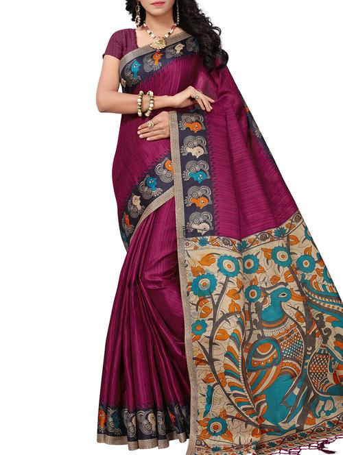 kalamkari printed saree with blouse - 15975825 - Very Small Image - 1