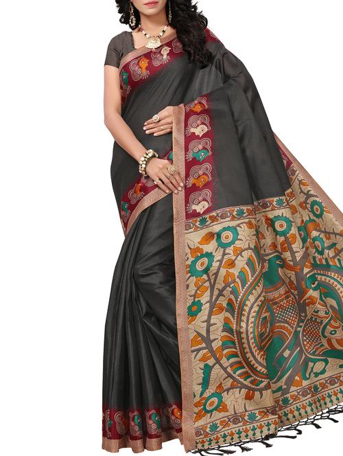 kalamkari printed saree with blouse - 15975826 - Very Small Image - 1