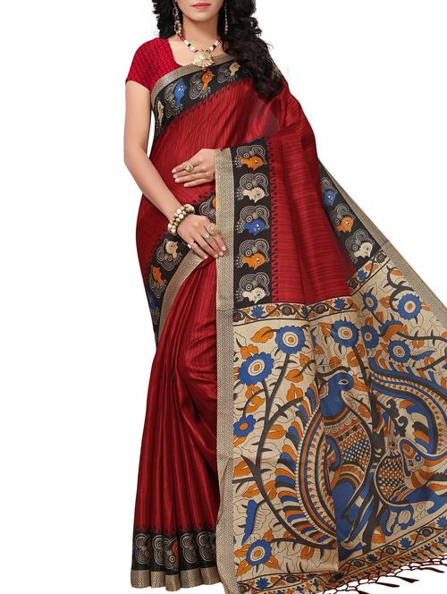 kalamkari printed saree with blouse - 15975829 - Very Small Image - 1