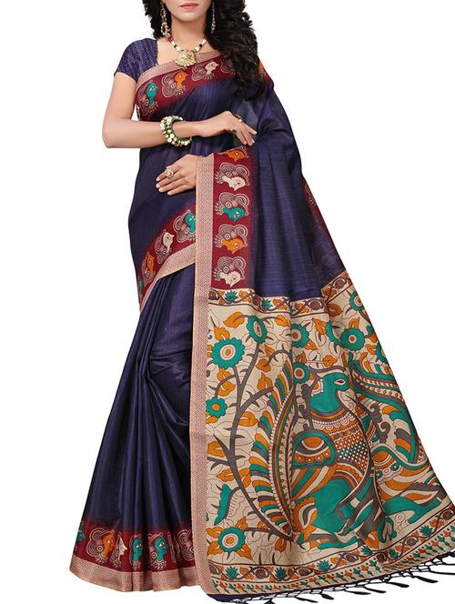 kalamkari printed saree with blouse - 15975830 - Very Small Image - 1