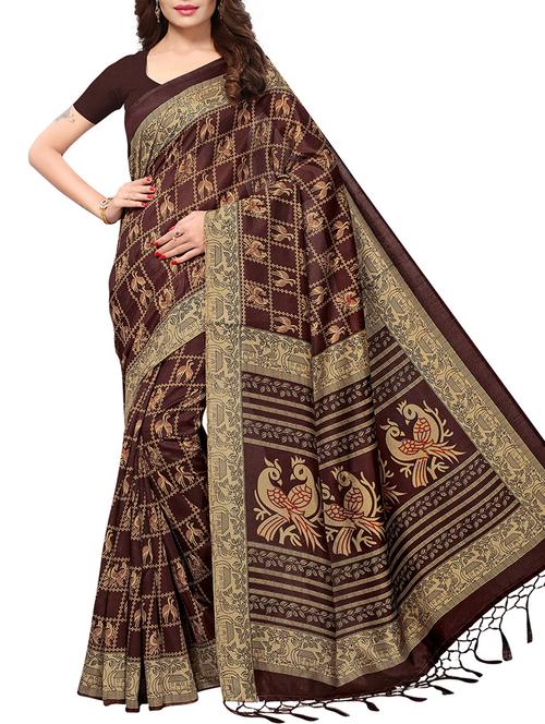 conversational printed saree with blouse - 15975844 - Very Small Image - 1