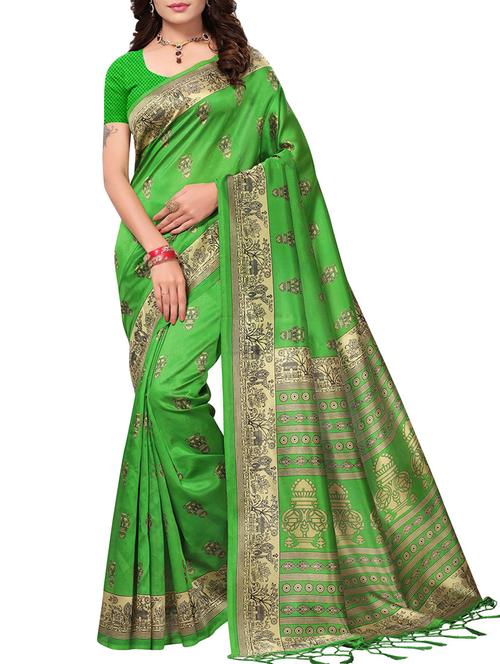 ethnic motifs green mysore silk saree with blouse - 15975876 - Very Small Image - 1