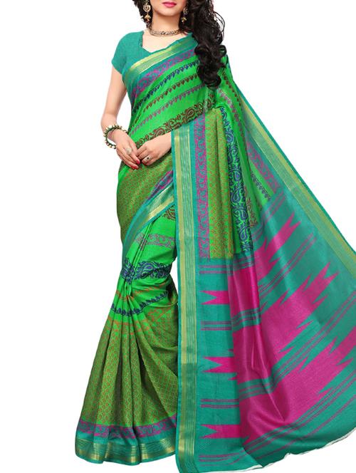 ethnic motifs printed saree with blouse - 15976115 - Very Small Image - 1