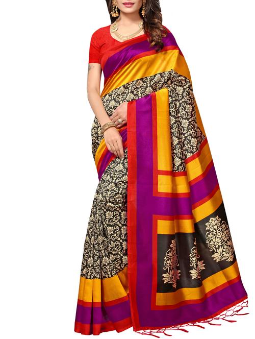 floral black mysore silk saree with blouse - 15976178 - Very Small Image - 1