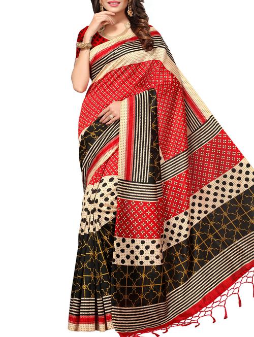 floral red mysore silk saree with blouse - 15976183 - Very Small Image - 1