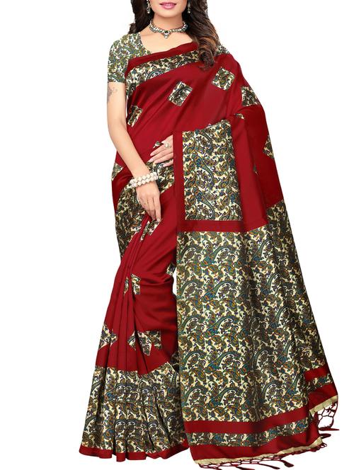 kalamkari mysore silk saree with blouse - 15976193 - Very Small Image - 1