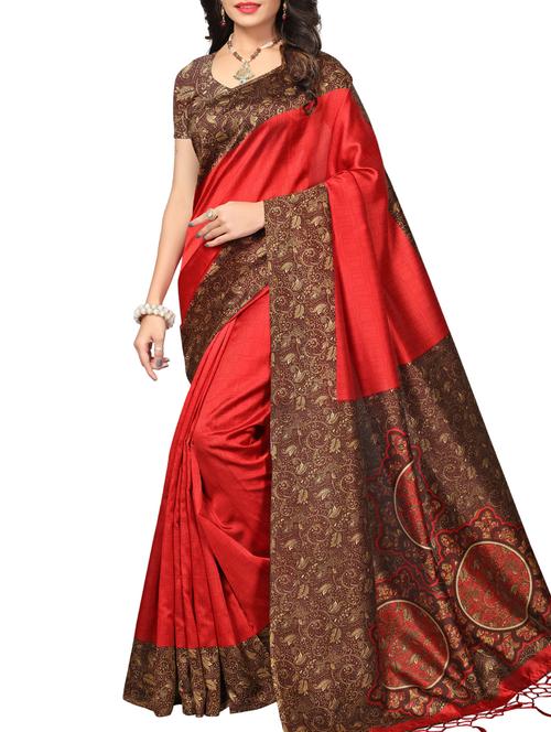 kalamkari border mysore silk saree with blouse - 15976198 - Very Small Image - 1