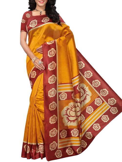 floral mysore silk saree with blouse - 15976232 - Very Small Image - 1
