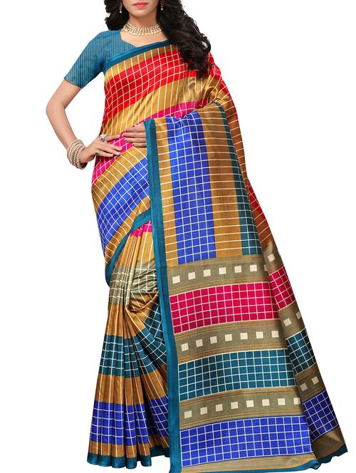 checkered mysore silk saree with blouse - 15976237 - Very Small Image - 1