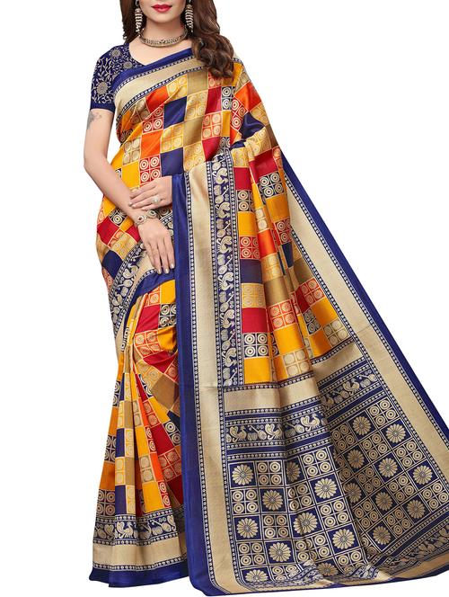 checkered mysore silk saree with blouse - 15976239 - Very Small Image - 1