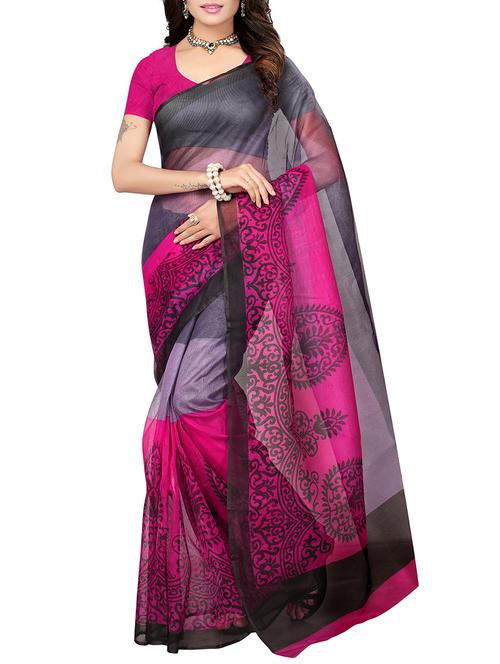 contrast border kota doria saree with blouse - 15976373 - Very Small Image - 1
