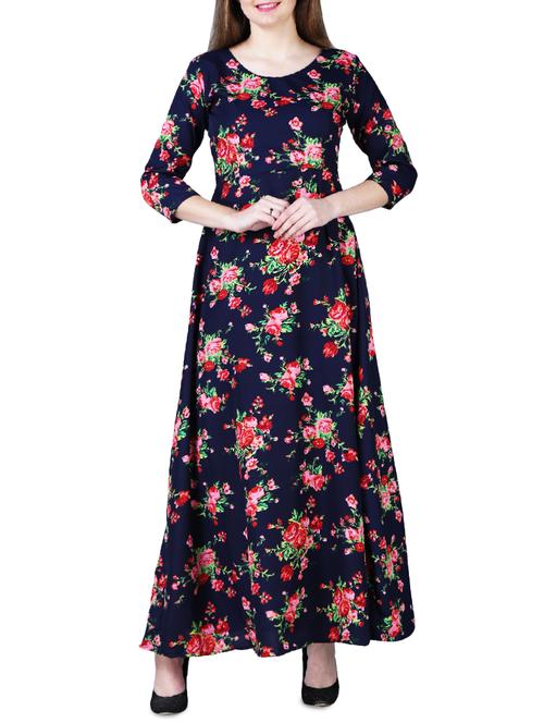 round neck floral maxi dress - 15977247 - Very Small Image - 1