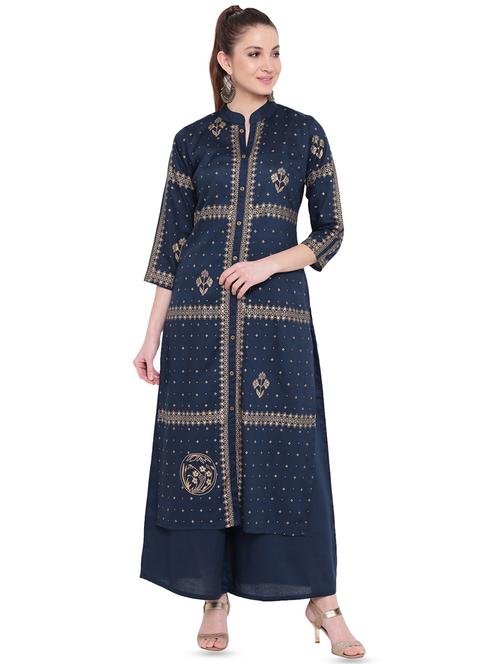 foil printed kurta with palazzo set - 15977368 - Very Small Image - 1