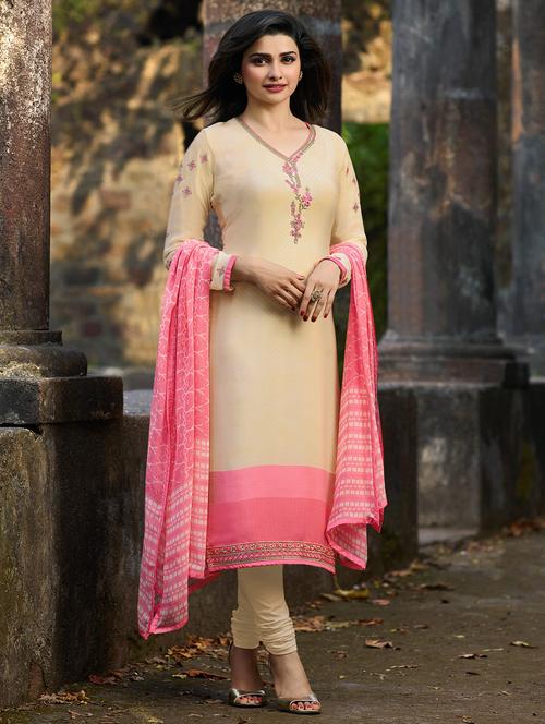 embroidered semi-stitched suit - 15977411 - Very Small Image - 1