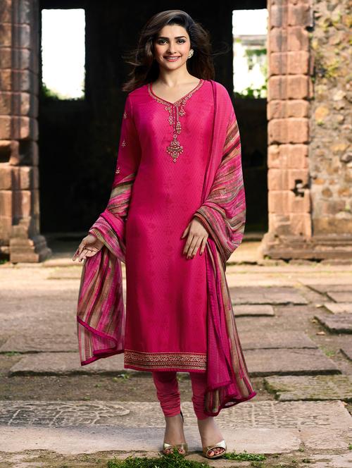 embroidered semi-stitched suit - 15977412 - Very Small Image - 1