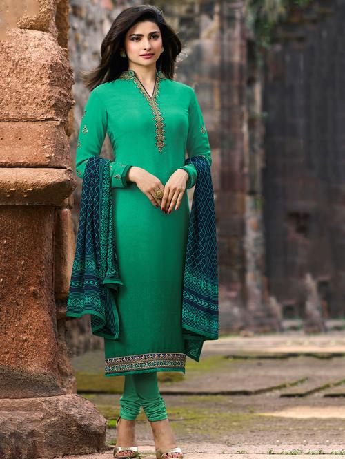 embroidered semi-stitched suit - 15977413 - Very Small Image - 1