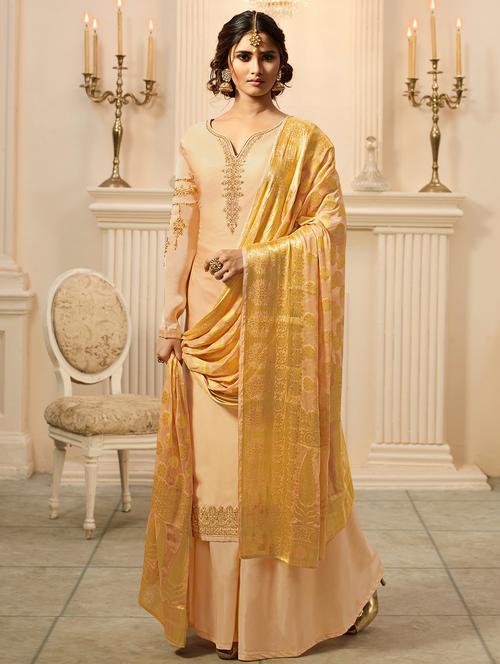 embroidered semi-stitched suit - 15977425 - Very Small Image - 1