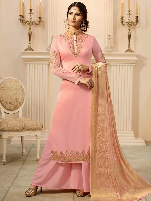 embroidered semi-stitched suit - 15977427 - Very Small Image - 1