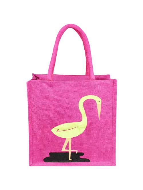 pink jute printed shopping bag - 15978527 - Very Small Image - 1