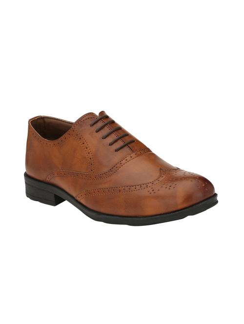 tan leatherette lace-up brouges - 15978756 - Very Small Image - 1
