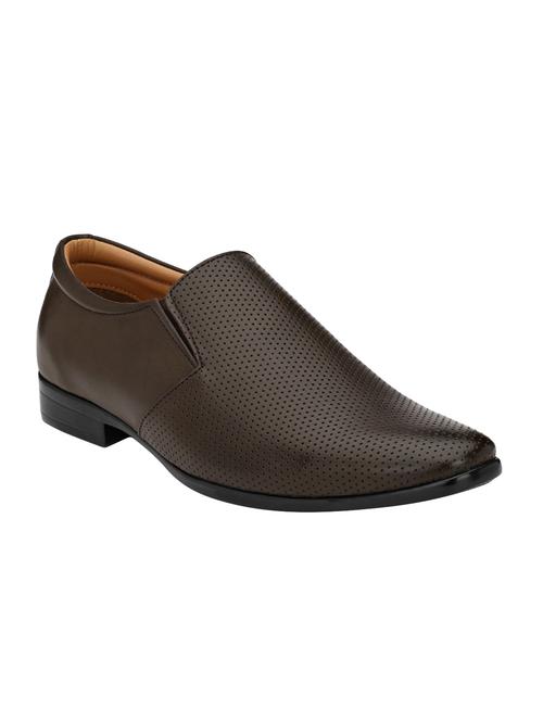 brown leatherette formal slip ons - 15978780 - Very Small Image - 1