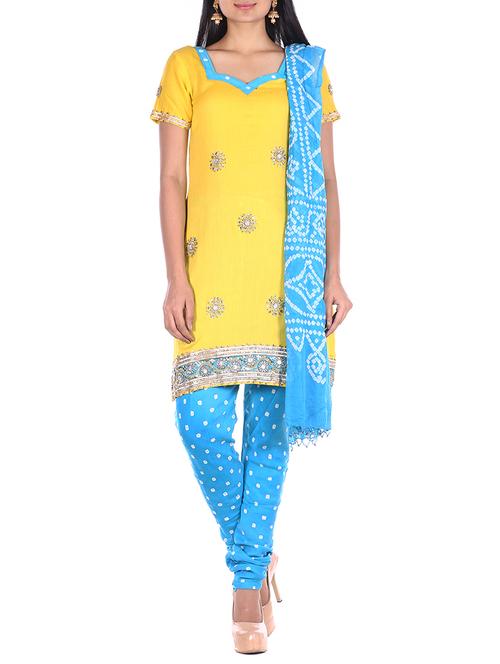 embellishment printed unstitched suit - 15978800 - Very Small Image - 1