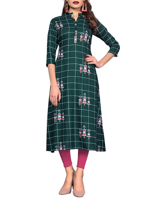 checkered a-line kurta - 15978936 - Very Small Image - 1