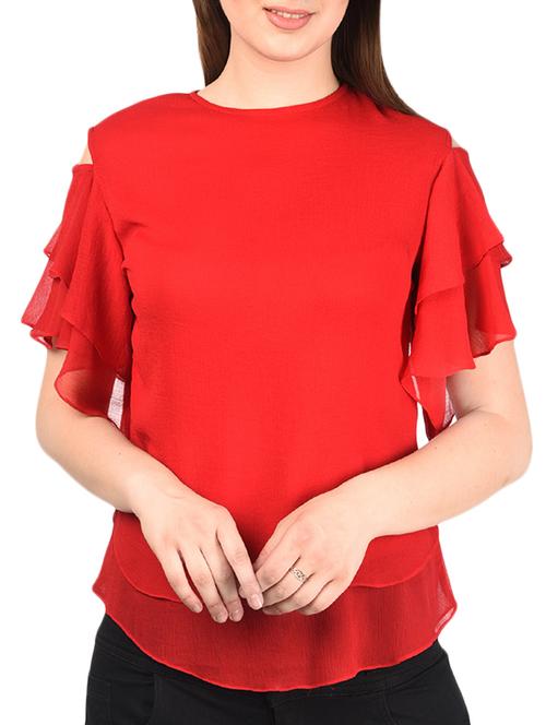 cut out flutter sleeved top - 15979208 - Very Small Image - 1