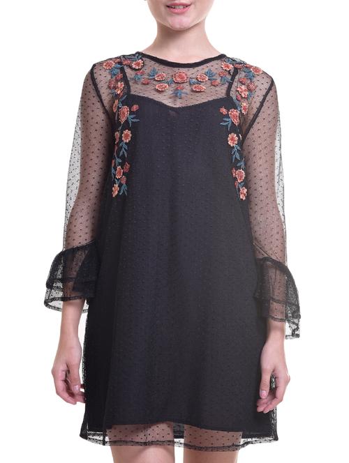 embroidered dobby a-line dress - 15979255 - Very Small Image - 1