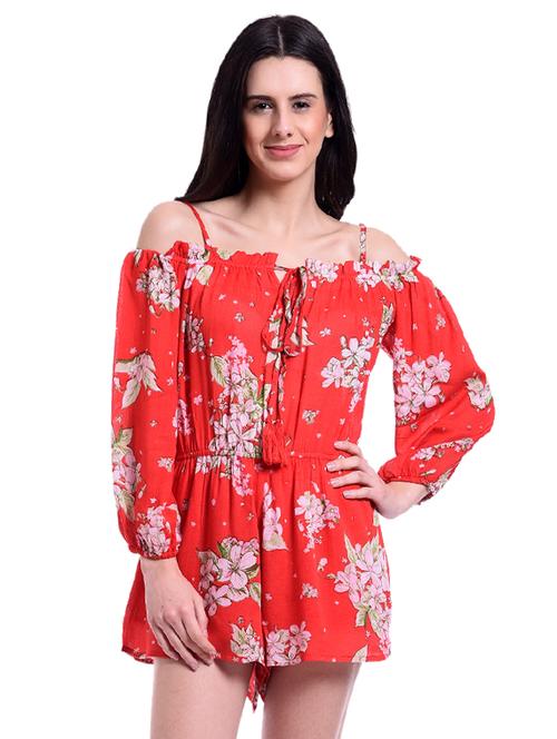 cold shoulder floral romper - 15979261 - Very Small Image - 1