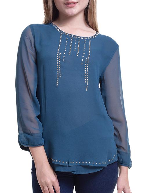 cut out back embellished top - 15979267 - Very Small Image - 1
