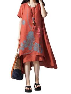brick red layered tent dress - 15979320 - Very Small Image - 1