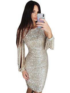 sequin slit sleeved pencil dress - 15979329 - Very Small Image - 1