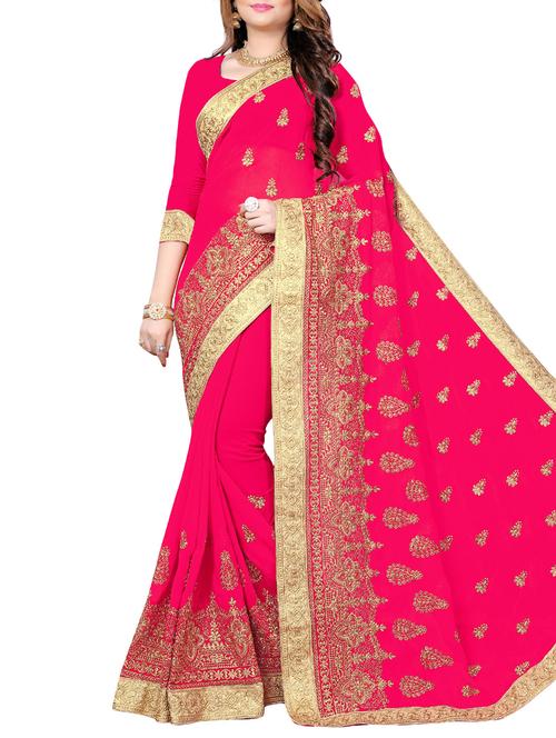 zari embroidered pink saree - 15979586 - Very Small Image - 1