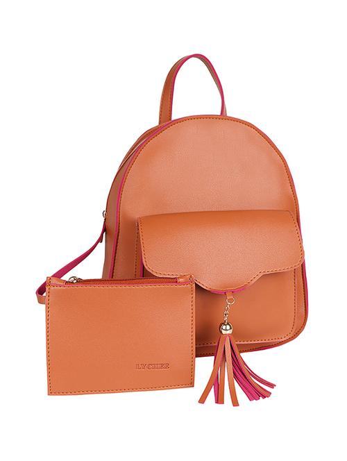 tan leatherette (pu) fashion backpack - 15979688 - Very Small Image - 1