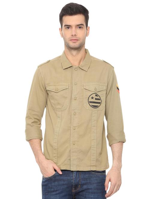 brown solid casual shirt - 15982188 - Very Small Image - 1