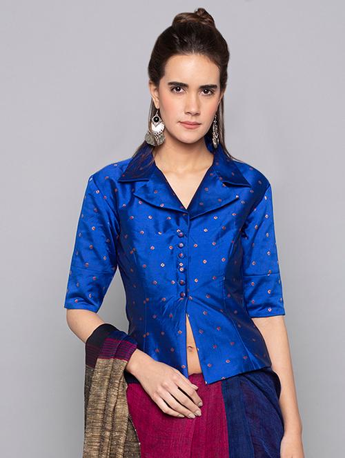 solid shirt collar blouse - 15983282 - Very Small Image - 1